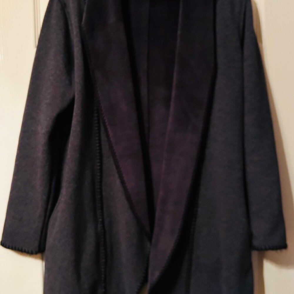 Soft Surroundings Gray Cardigan Black Stitching Women's Size M- cozy, minimalist